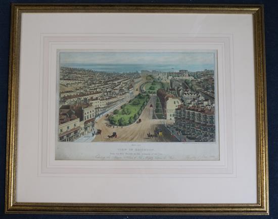 I.N.O. Bruce Birds Eye View of Brighton from the New Church at the entrance of the town 11 x 16.25in.